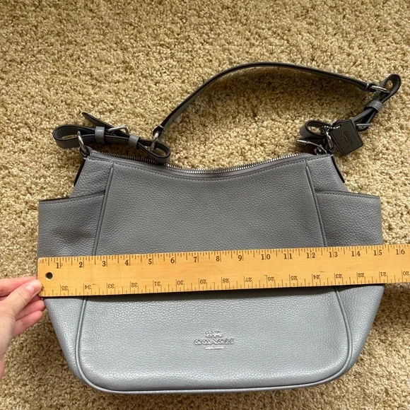 Coach Rori Gray Pebbled Leather Hobo Shoulder Bag - Picture 14 of 16